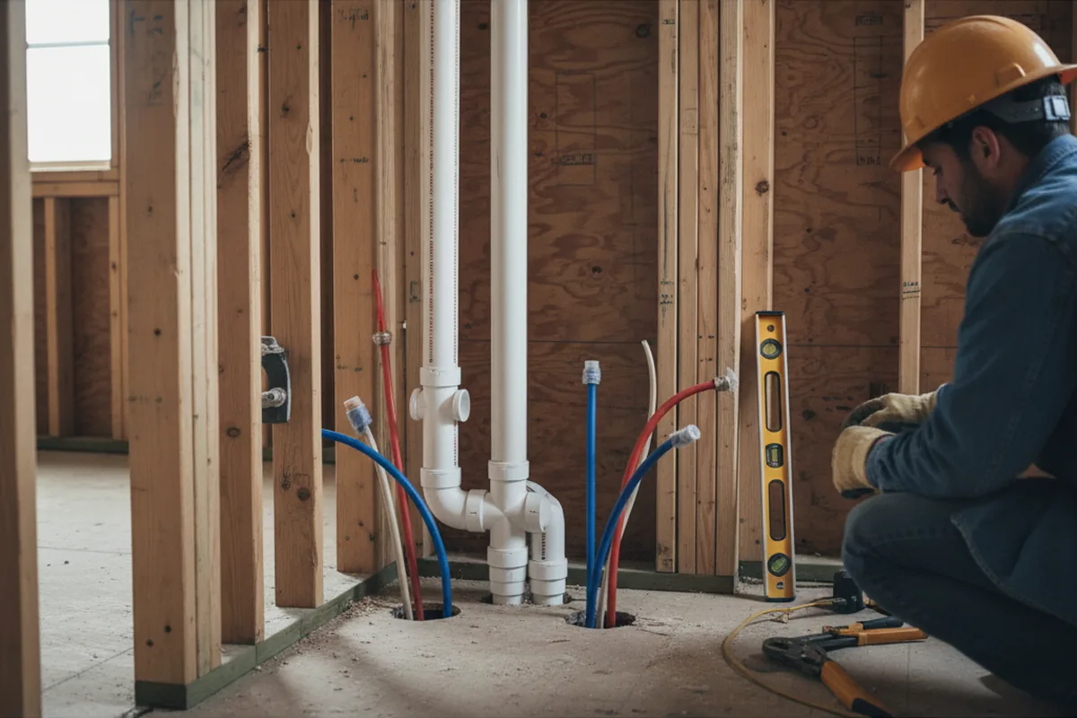 Drain and supply rough-in during Leak Detection in Schulenburg
